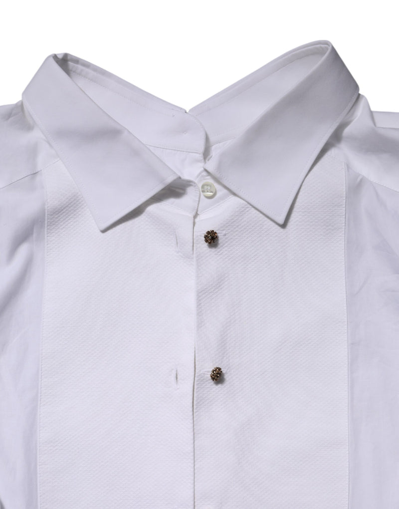 Dolce & Gabbana Chemise Formelle Blanche en Coton à Manches Longues