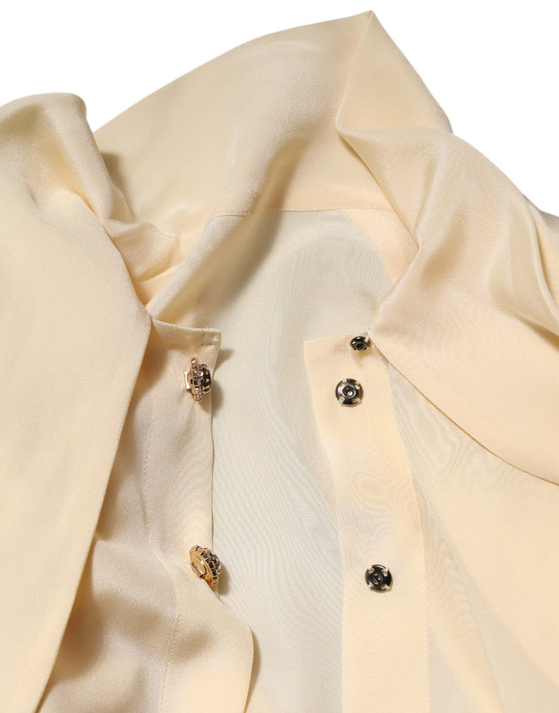 Dolce & Gabbana Blouse en Soie Jaune Clair avec Col Ascot