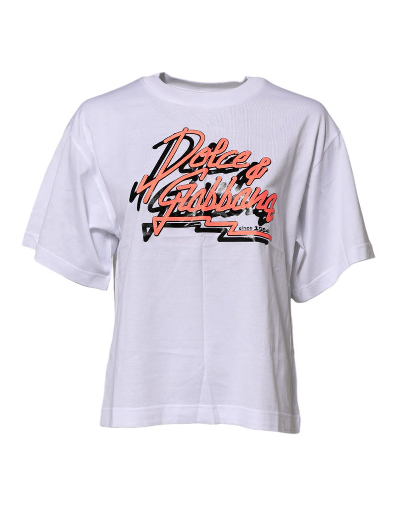 Dolce & Gabbana T-shirt en coton blanc avec imprimé graphique