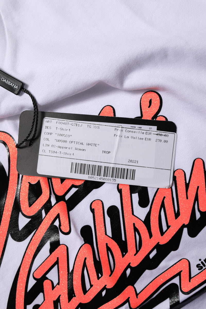 Dolce & Gabbana T-shirt en coton blanc avec imprimé graphique