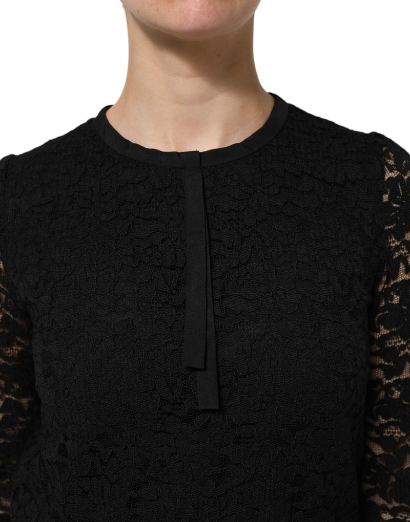Dolce & Gabbana Blouse Longue en Dentelle Nylon Noire