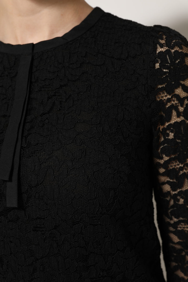 Dolce & Gabbana Blouse Longue en Dentelle Nylon Noire