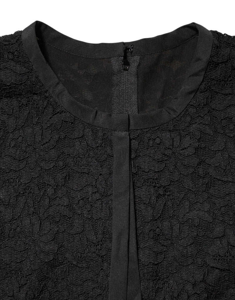 Dolce & Gabbana Blouse Longue en Dentelle Nylon Noire