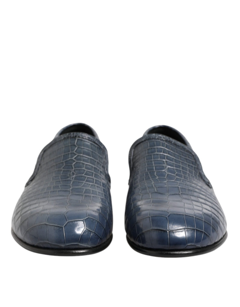 Dolce & Gabbana Blue Exotic Leather Slip-On Loafers for Men