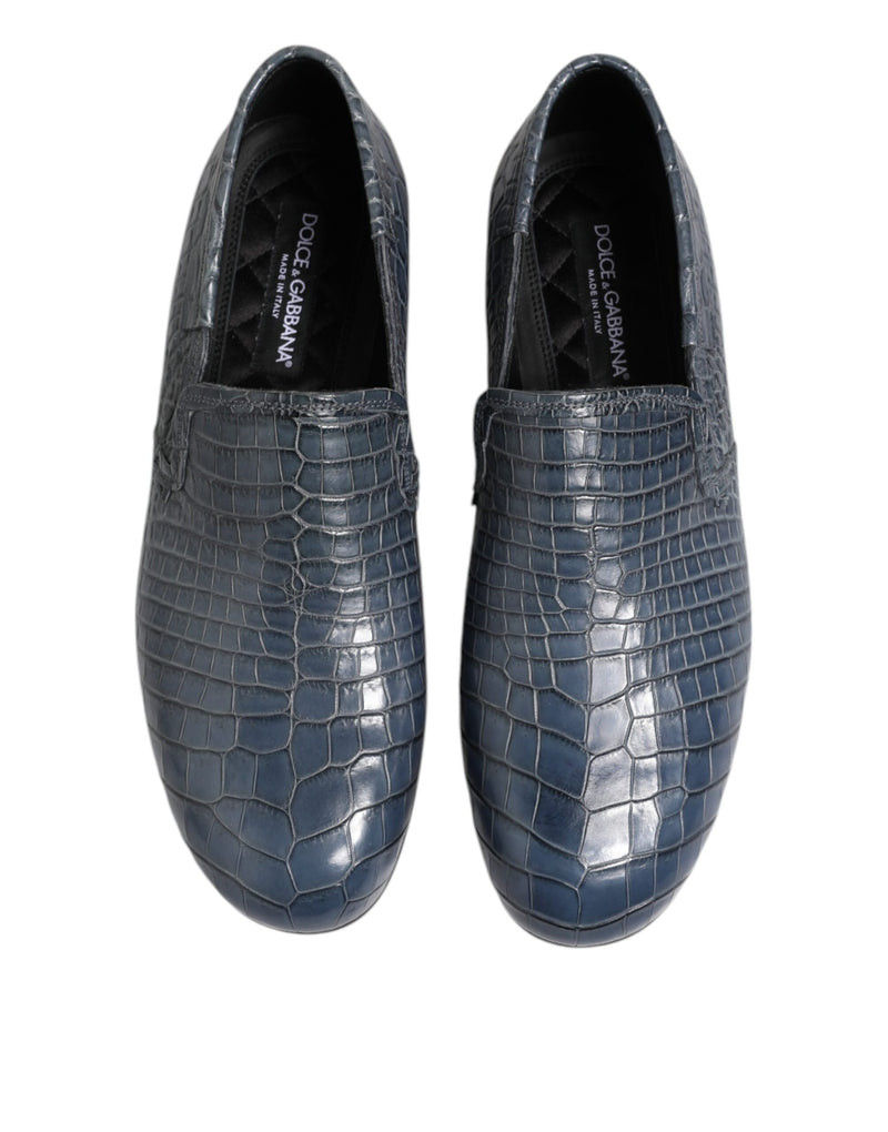 Dolce & Gabbana Blue Exotic Leather Slip-On Loafers for Men