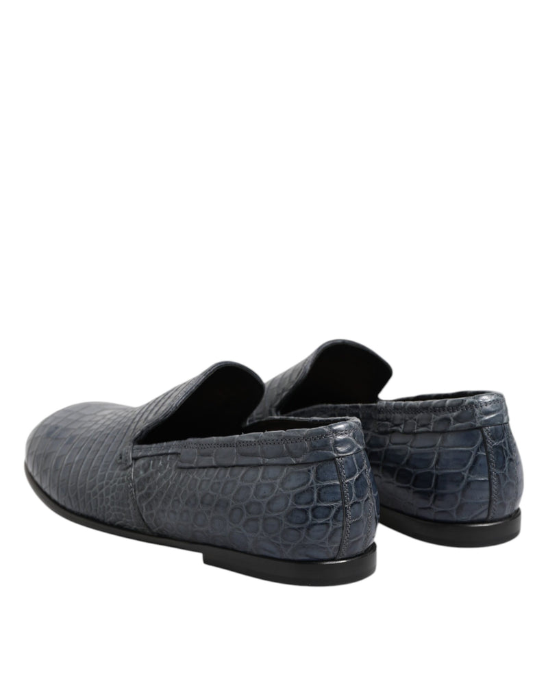 Dolce & Gabbana Blue Exotic Leather Slip-On Loafers for Men