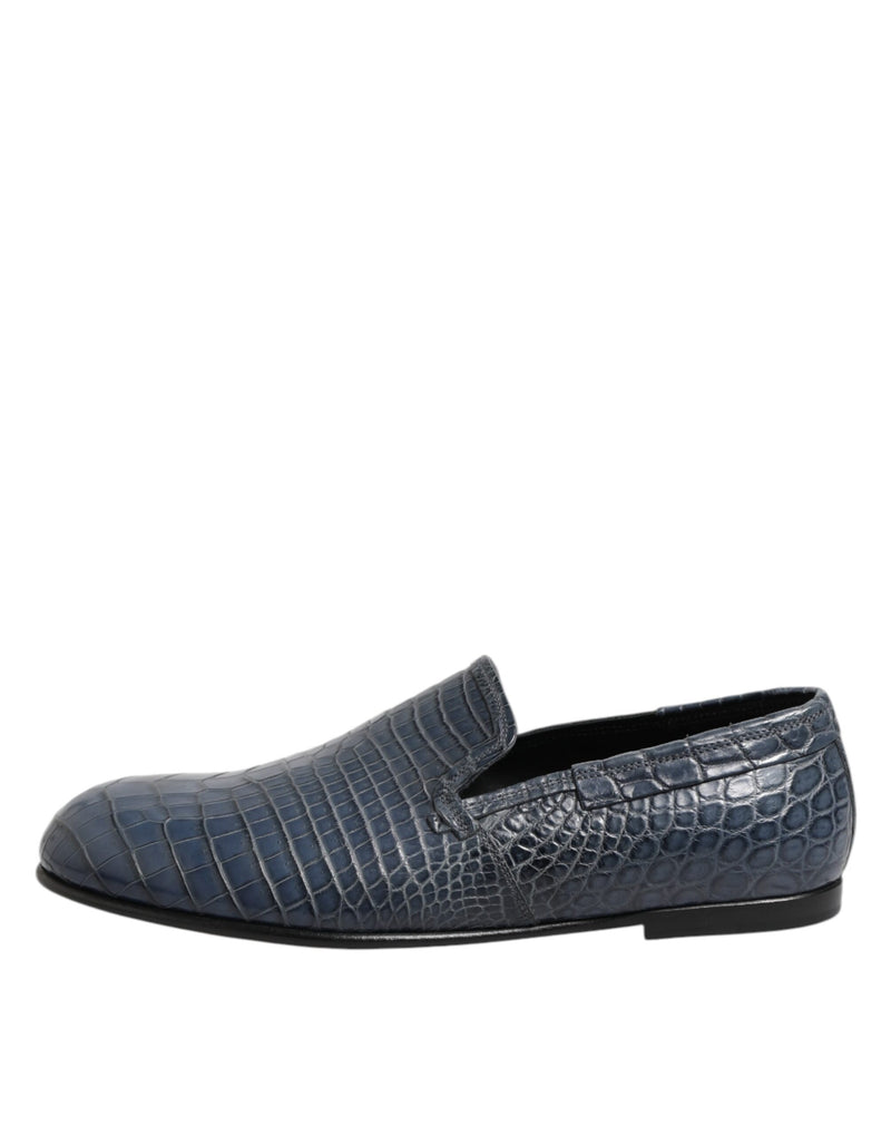 Dolce & Gabbana Blue Exotic Leather Slip-On Loafers for Men