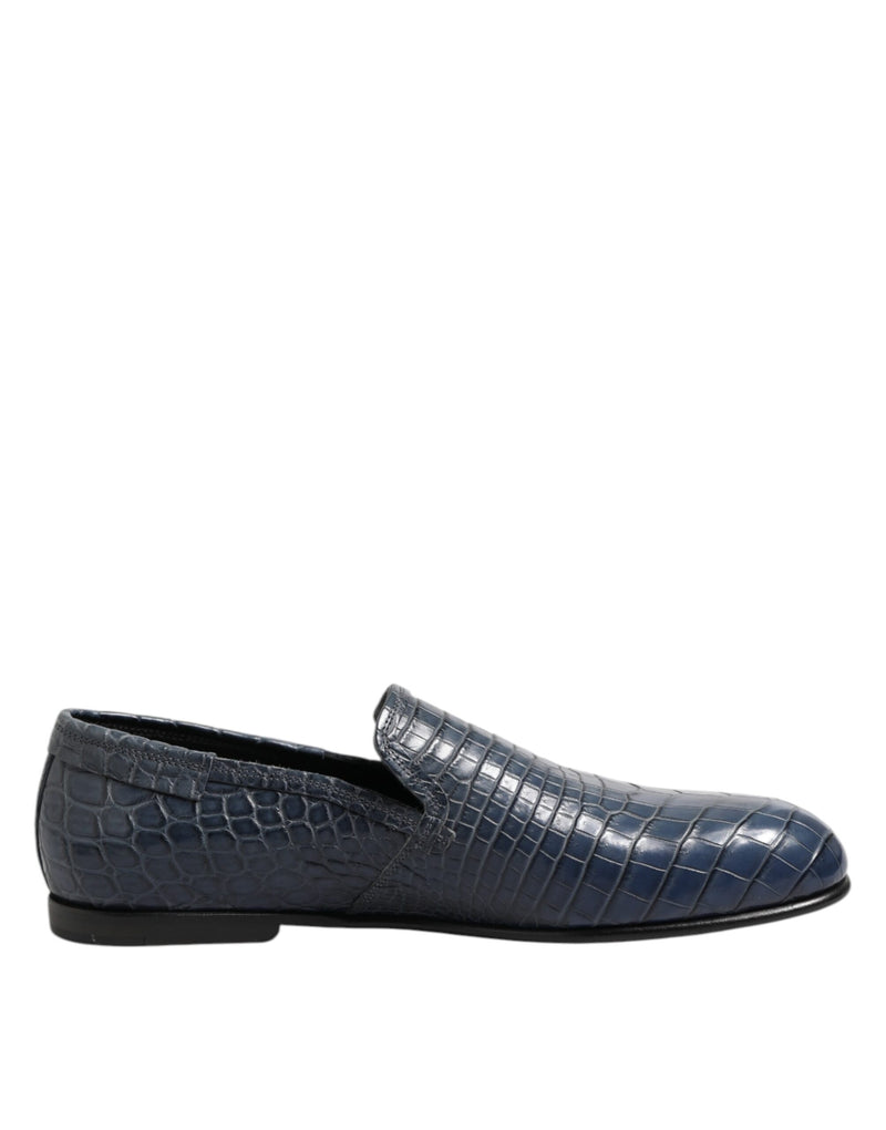 Dolce & Gabbana Blue Exotic Leather Slip-On Loafers for Men