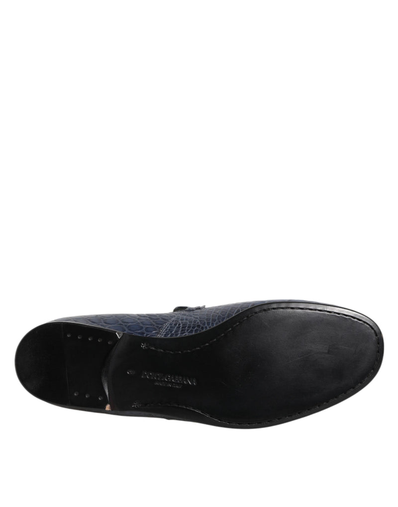 Dolce & Gabbana Blue Exotic Leather Slip-On Loafers for Men