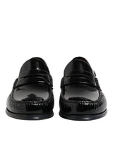 Dolce & Gabbana Black Leather Slip-On Loafers for Men