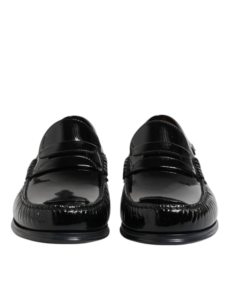 Dolce & Gabbana Black Leather Slip-On Loafers for Men