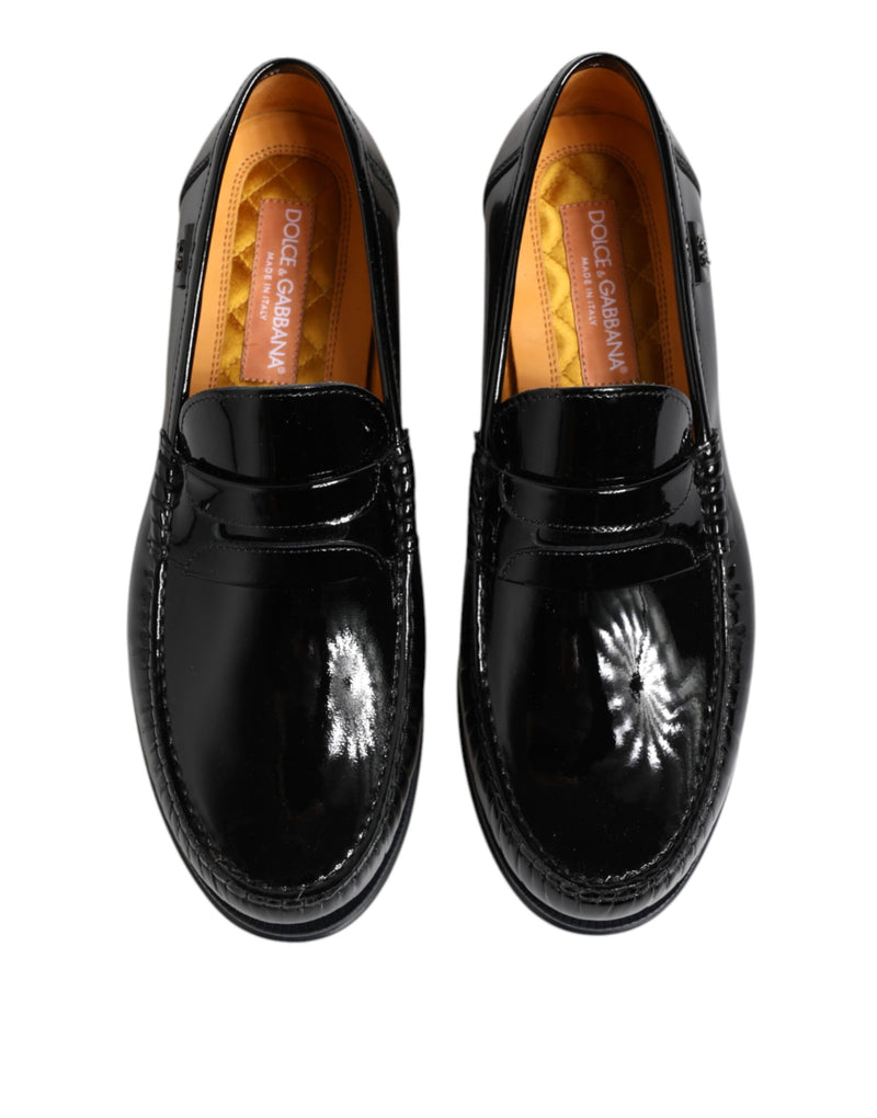 Dolce & Gabbana Black Leather Slip-On Loafers for Men