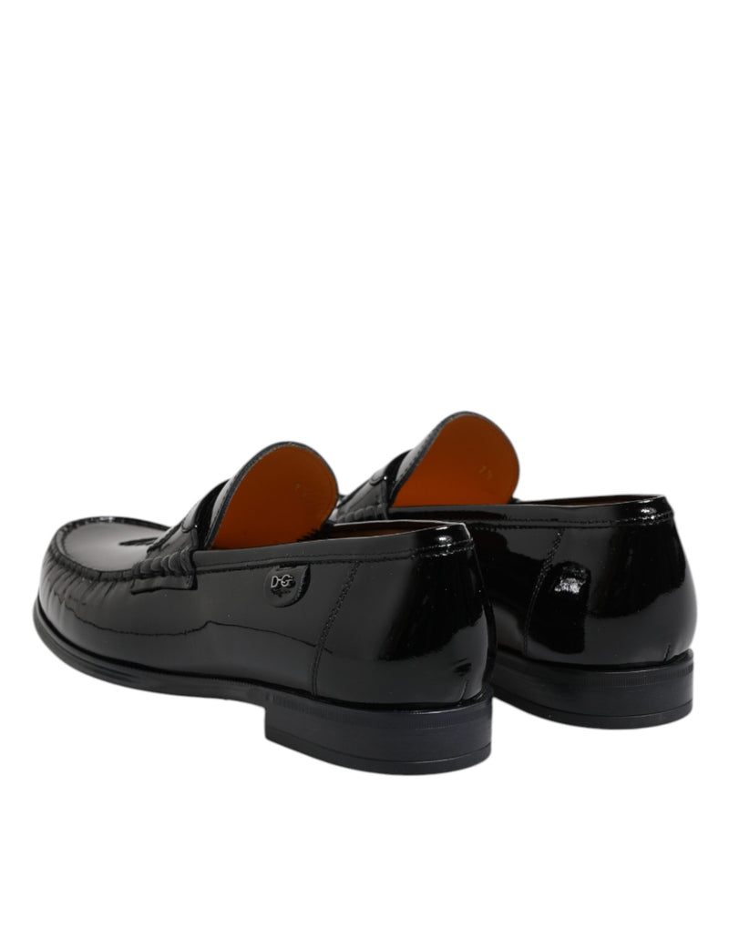 Dolce & Gabbana Black Leather Slip-On Loafers for Men
