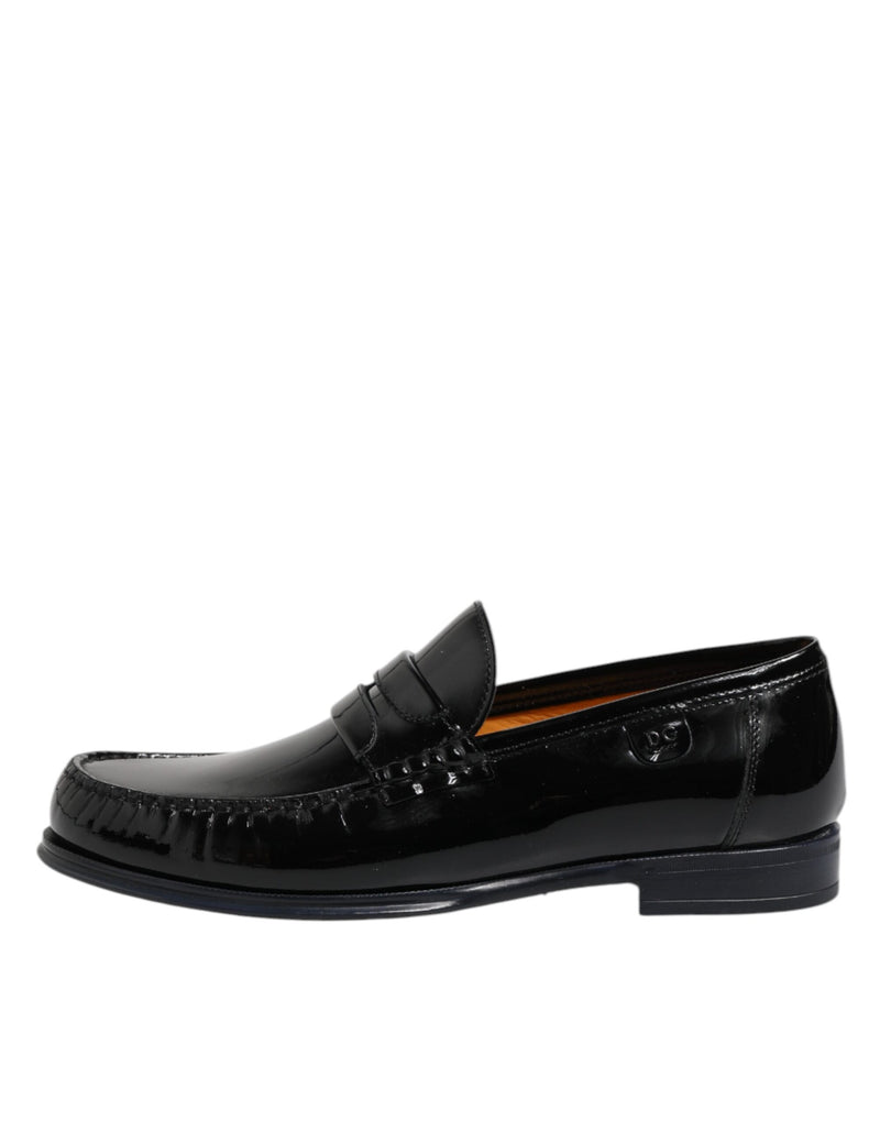 Dolce & Gabbana Black Leather Slip-On Loafers for Men