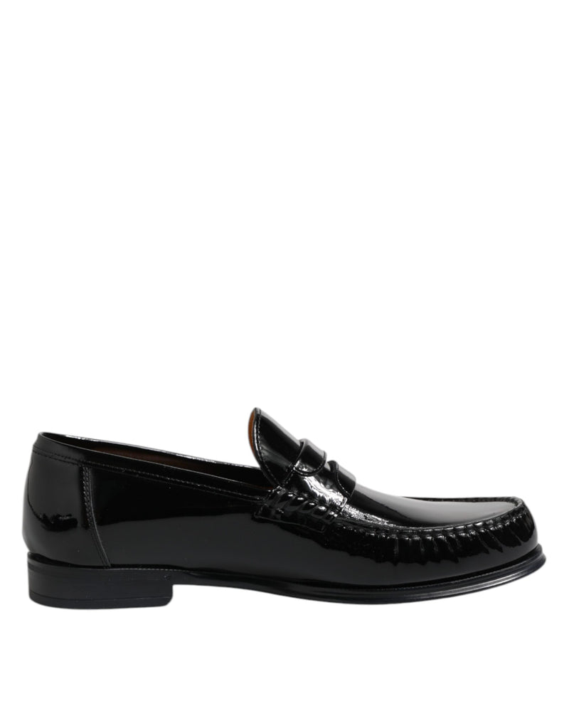 Dolce & Gabbana Black Leather Slip-On Loafers for Men
