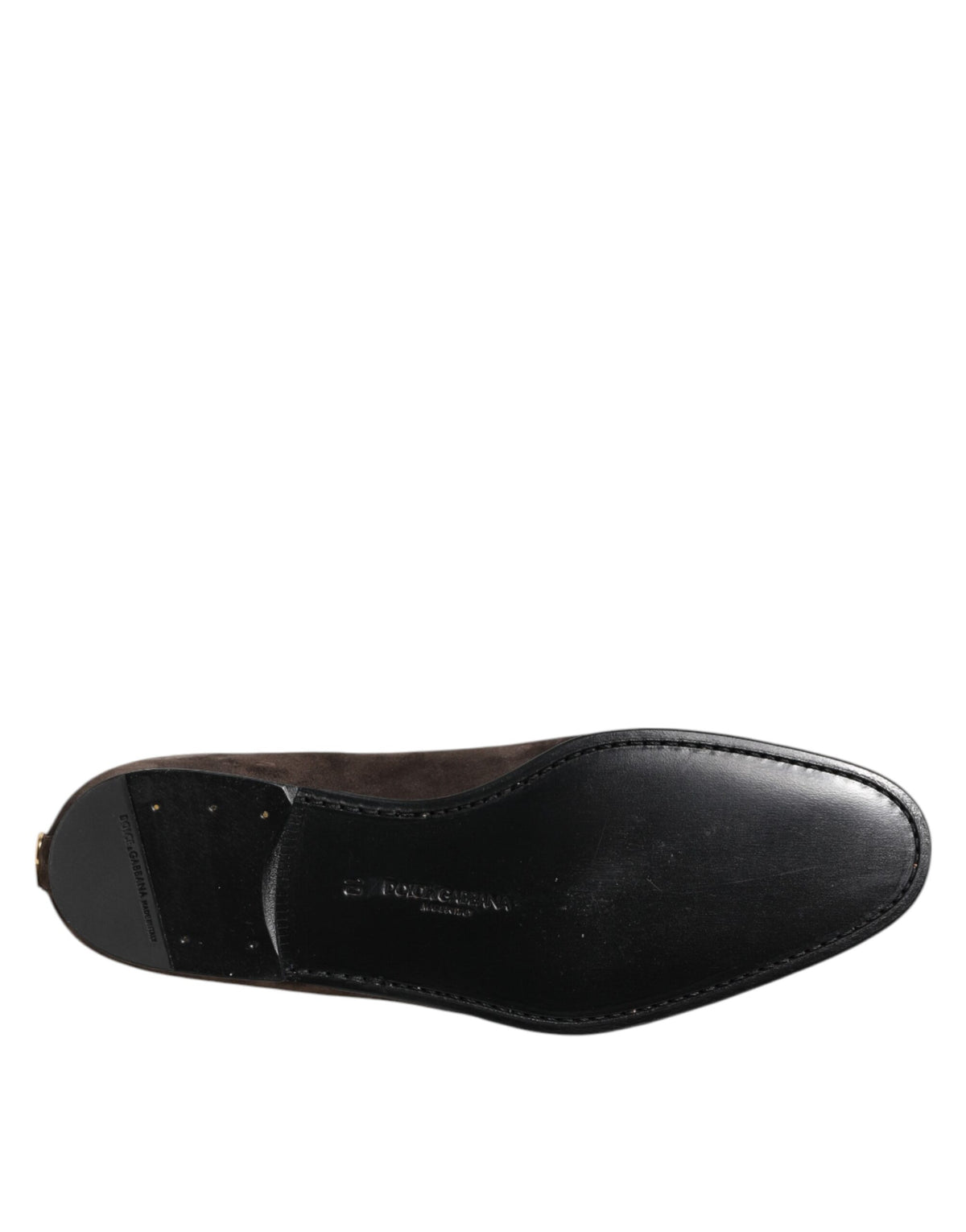 Dolce & Gabbana Brown Velvet Leather Slip On Loafers