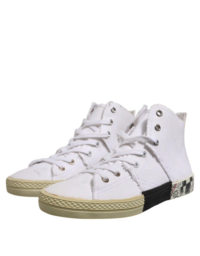 Maison Margiela White Lace Up Mid Top Sneakers for Women