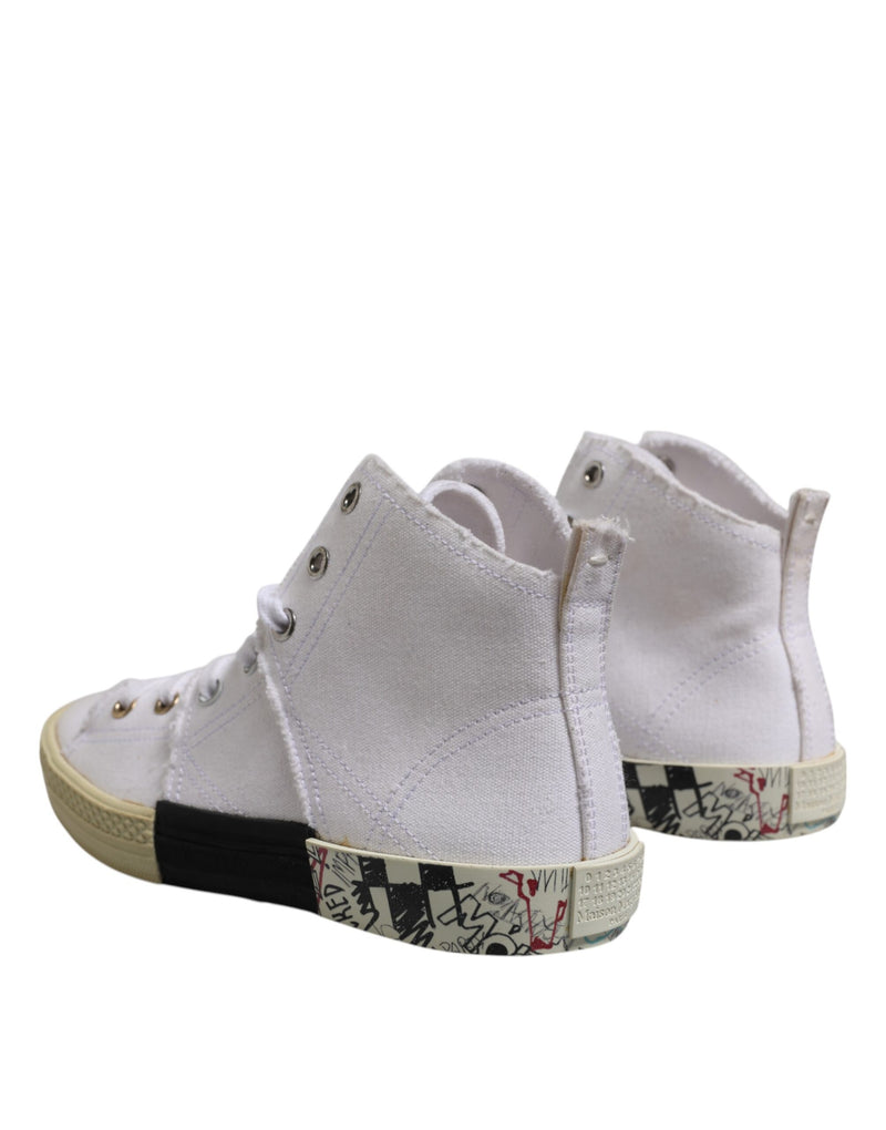 Maison Margiela White Lace Up Mid Top Sneakers for Women