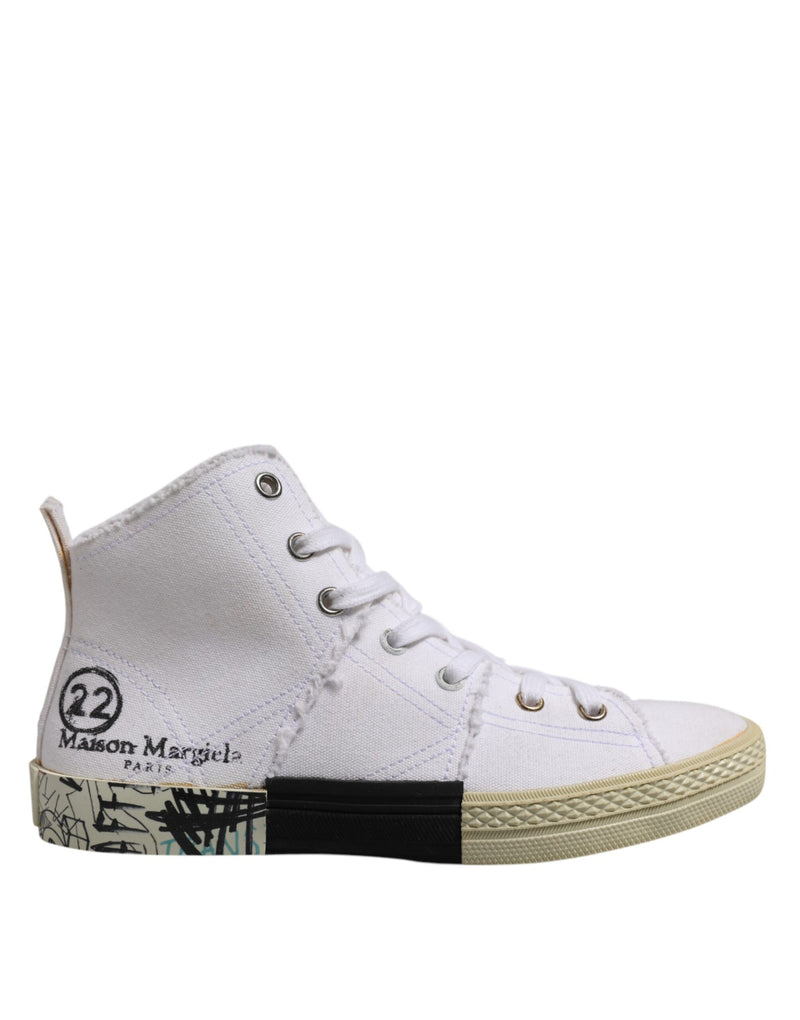 Maison Margiela White Lace Up Mid Top Sneakers for Women