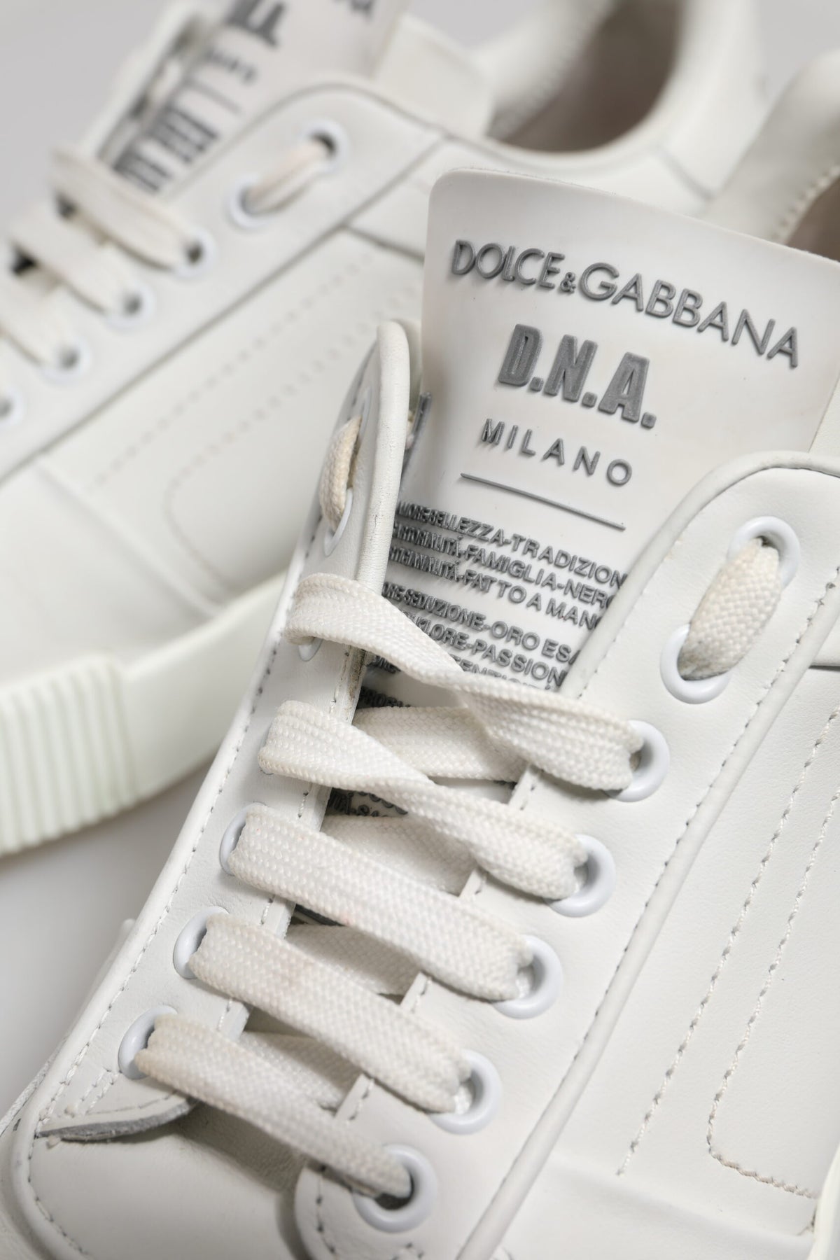 Dolce & Gabbana White Miami Leather Low Top Sneakers for Men
