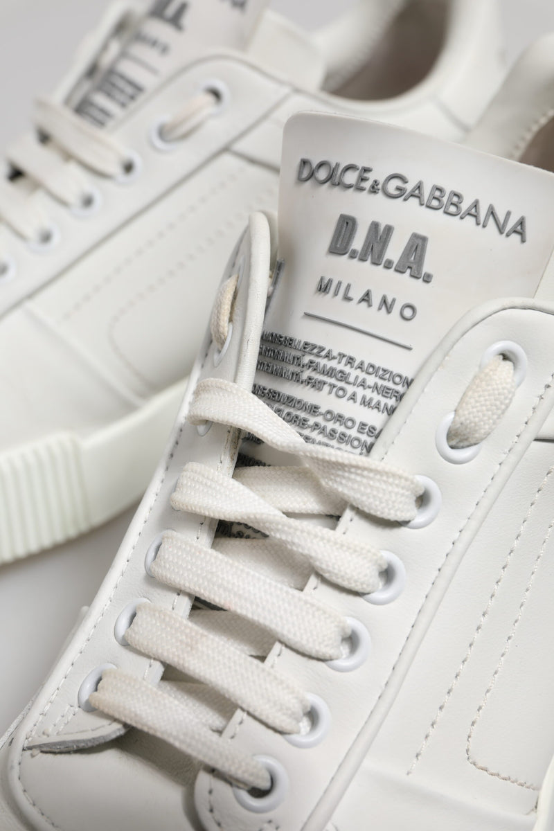 Dolce & Gabbana White Miami Leather Low Top Sneakers for Men