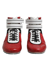 Dolce & Gabbana Red Quilted Leather Lace Up Sneakers for Men