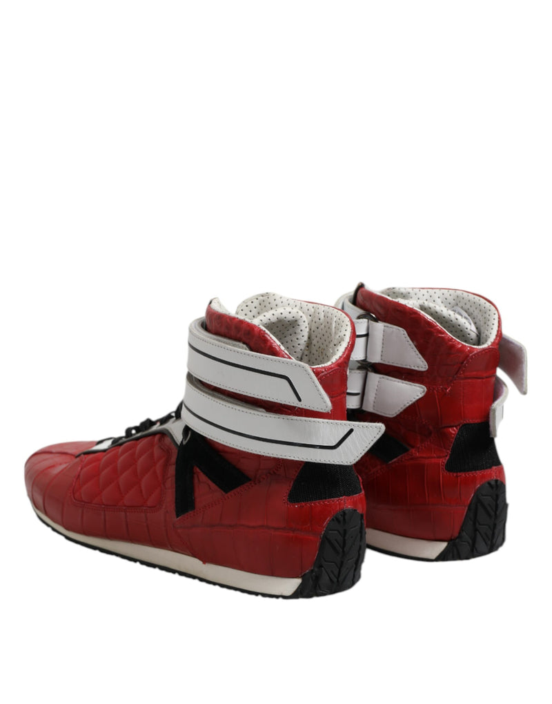 Dolce & Gabbana Red Quilted Leather Lace Up Sneakers for Men