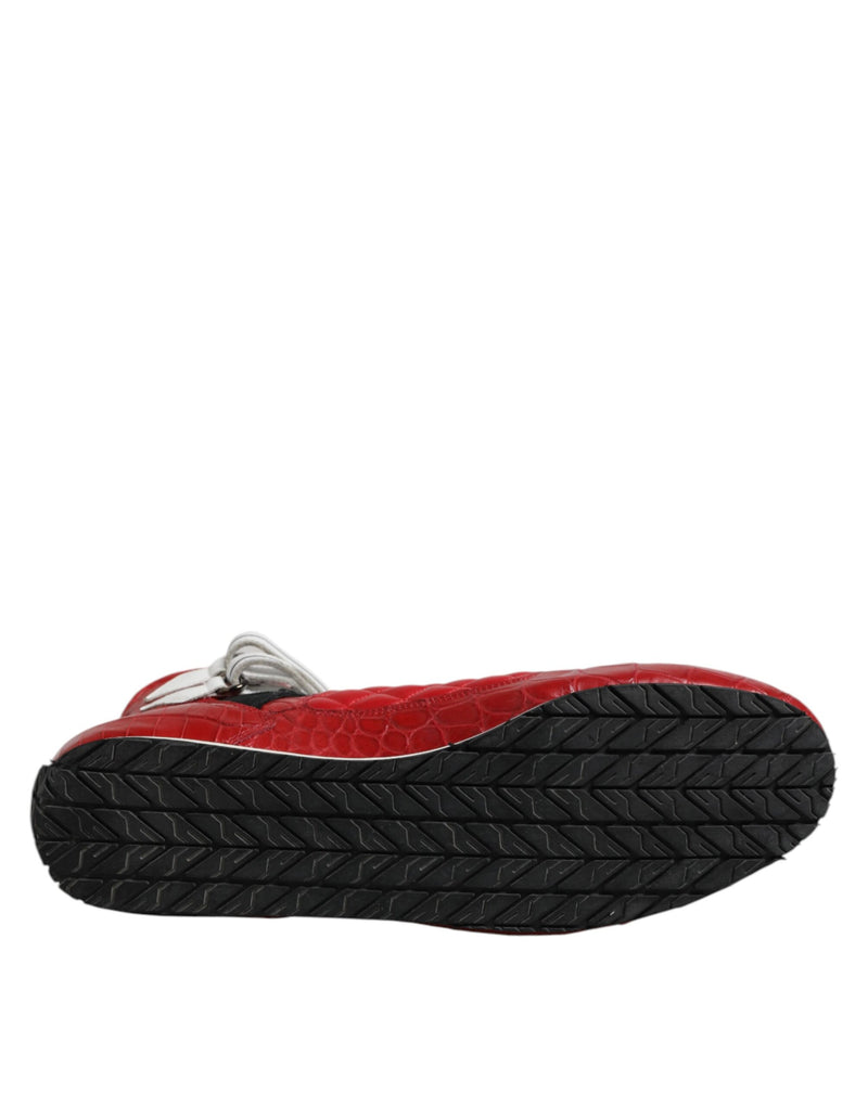 Dolce & Gabbana Red Quilted Leather Lace Up Sneakers for Men