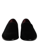 Dolce & Gabbana Black Velvet Slip On Loafers for Men