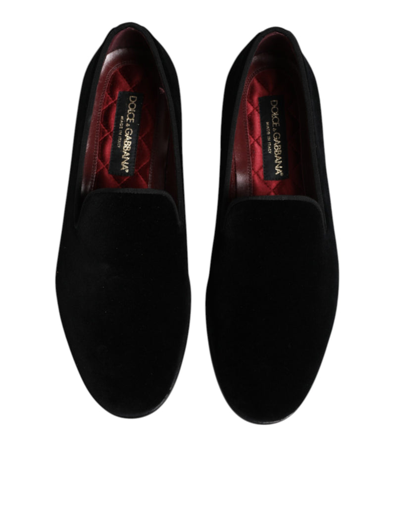 Dolce & Gabbana Black Velvet Slip On Loafers for Men