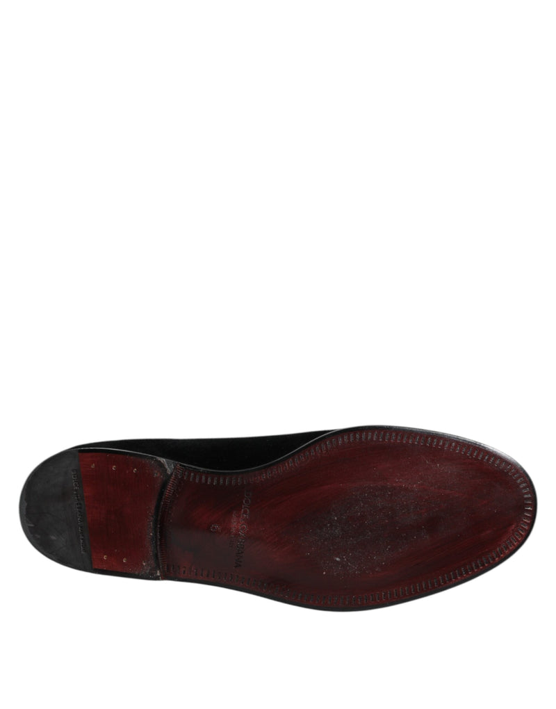 Dolce & Gabbana Black Velvet Slip On Loafers for Men