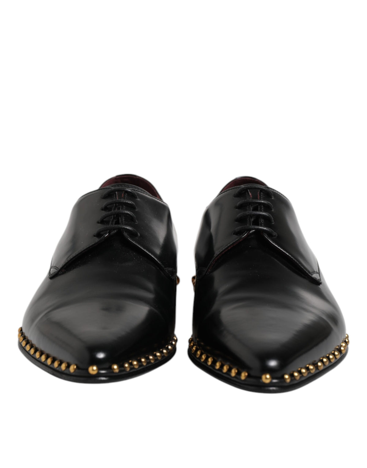 Dolce & Gabbana Black Leather Studded Derby Men's Dress Shoes