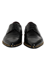 Dolce & Gabbana Black Leather Studded Derby Men's Dress Shoes