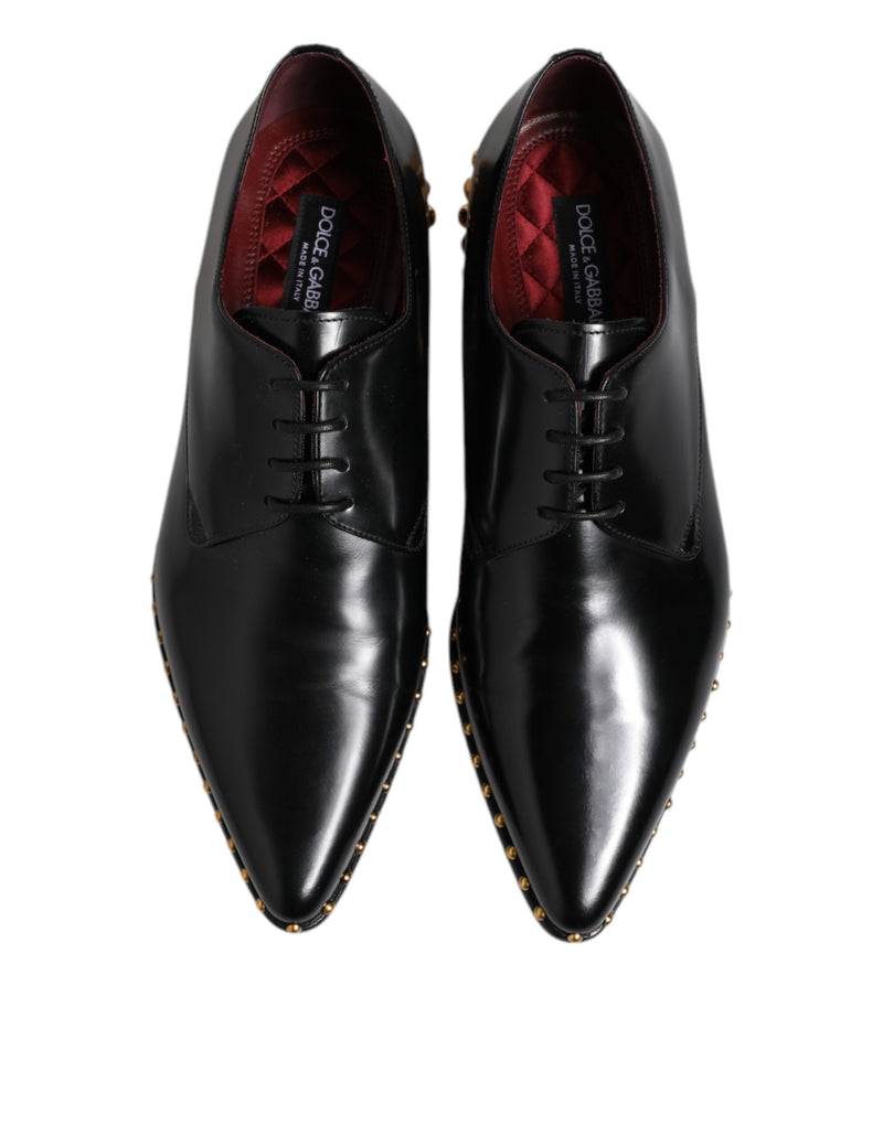 Dolce & Gabbana Black Leather Studded Derby Men's Dress Shoes