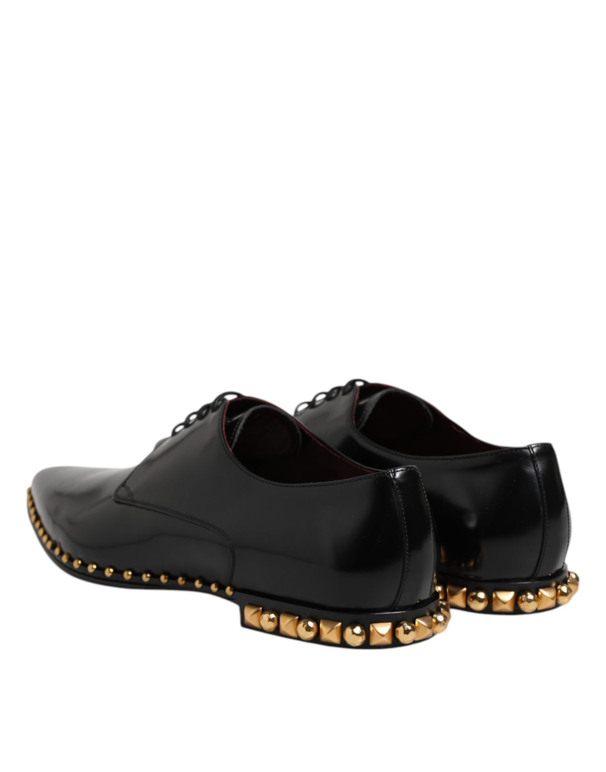 Dolce & Gabbana Black Leather Studded Derby Men's Dress Shoes