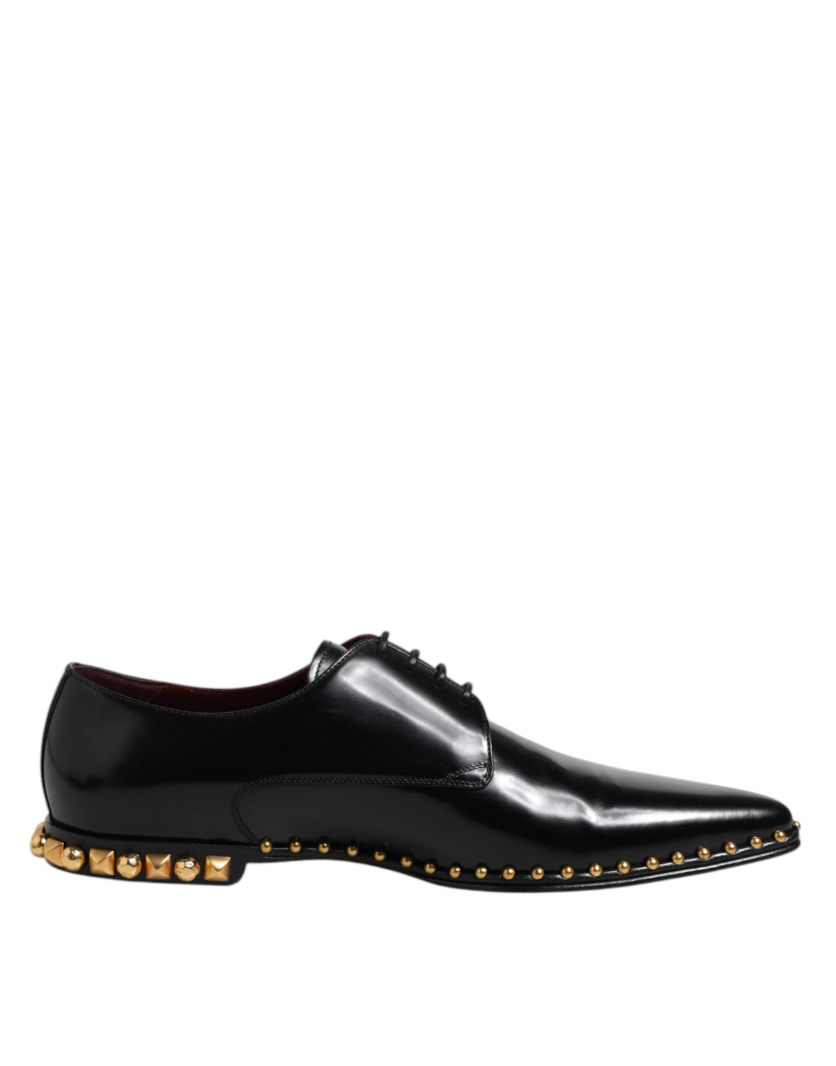 Dolce & Gabbana Black Leather Studded Derby Men's Dress Shoes