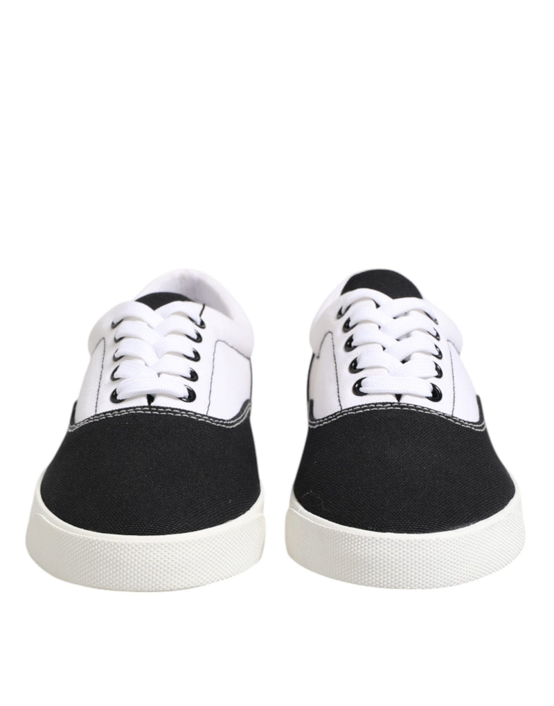 Dolce & Gabbana Black Cotton Canvas Lace Up Men Sneakers