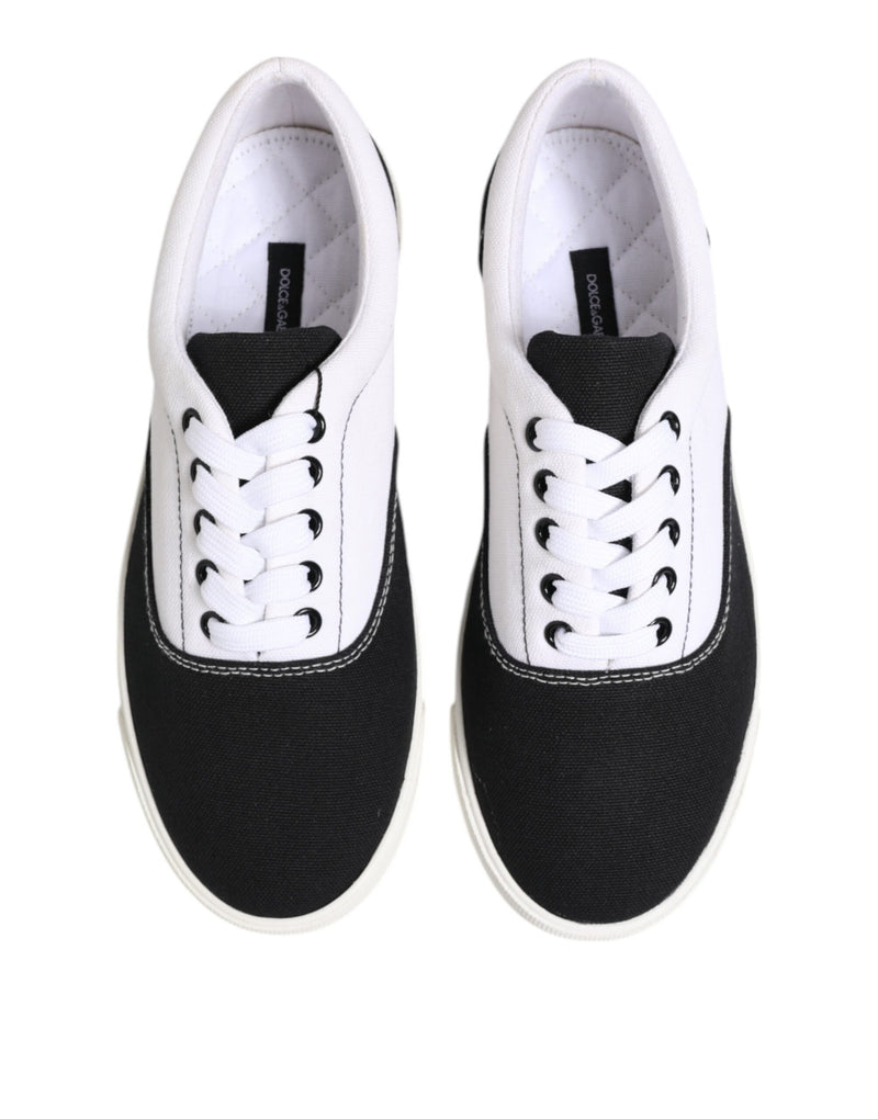 Dolce & Gabbana Black Cotton Canvas Lace Up Men Sneakers