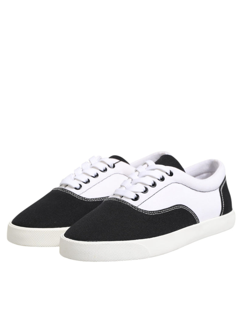 Dolce & Gabbana Black Cotton Canvas Lace Up Men Sneakers