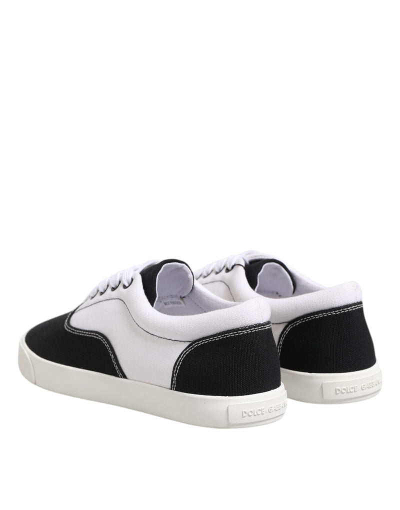 Dolce & Gabbana Black Cotton Canvas Lace Up Men Sneakers