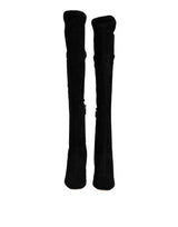 Dolce & Gabbana Black Suede Leather Knee High Boots
