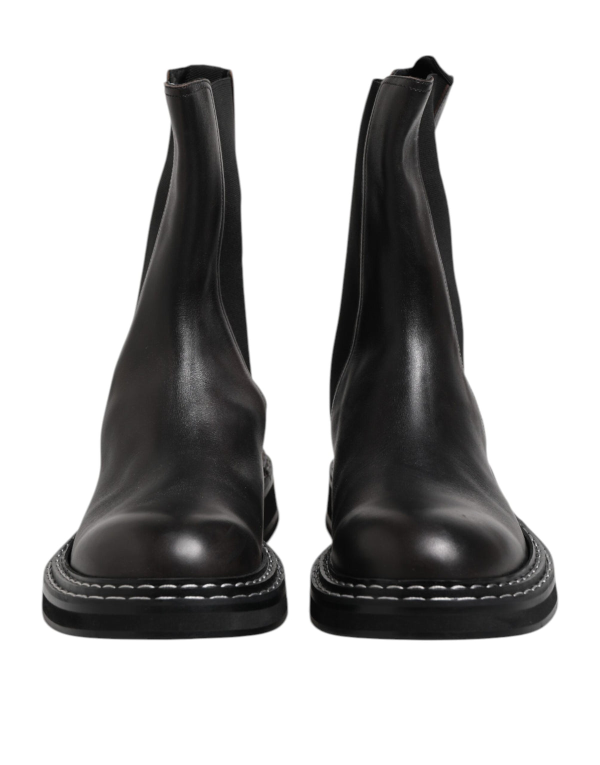 Dolce & Gabbana Bottes en Cuir Noir Mi-Mollet - Chaussures pour Hommes