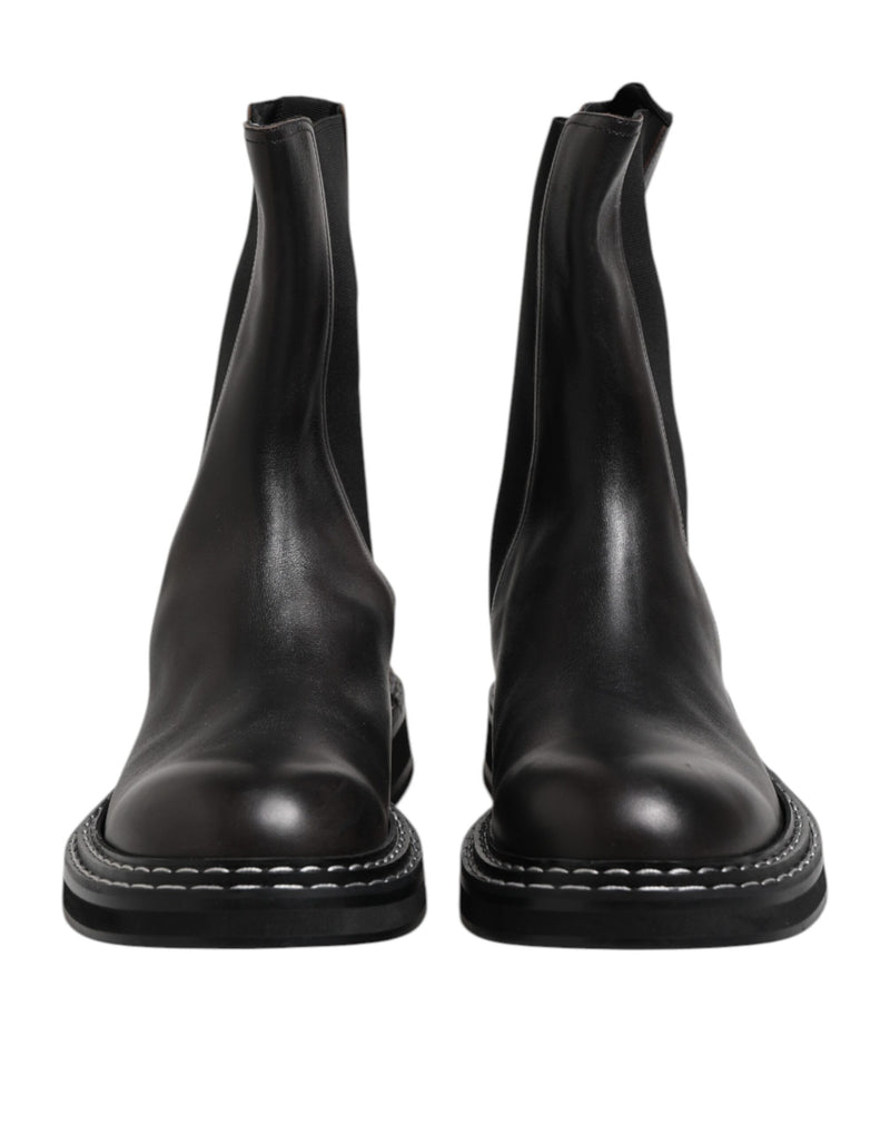 Dolce & Gabbana Bottes en Cuir Noir Mi-Mollet - Chaussures pour Hommes