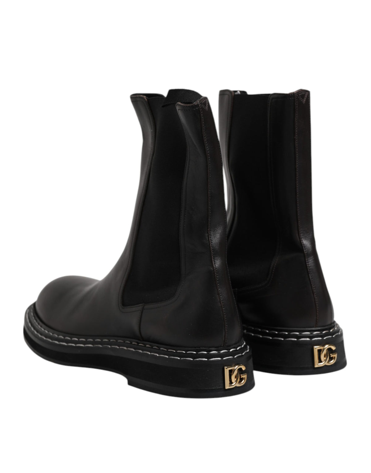 Dolce & Gabbana Bottes en Cuir Noir Mi-Mollet - Chaussures pour Hommes