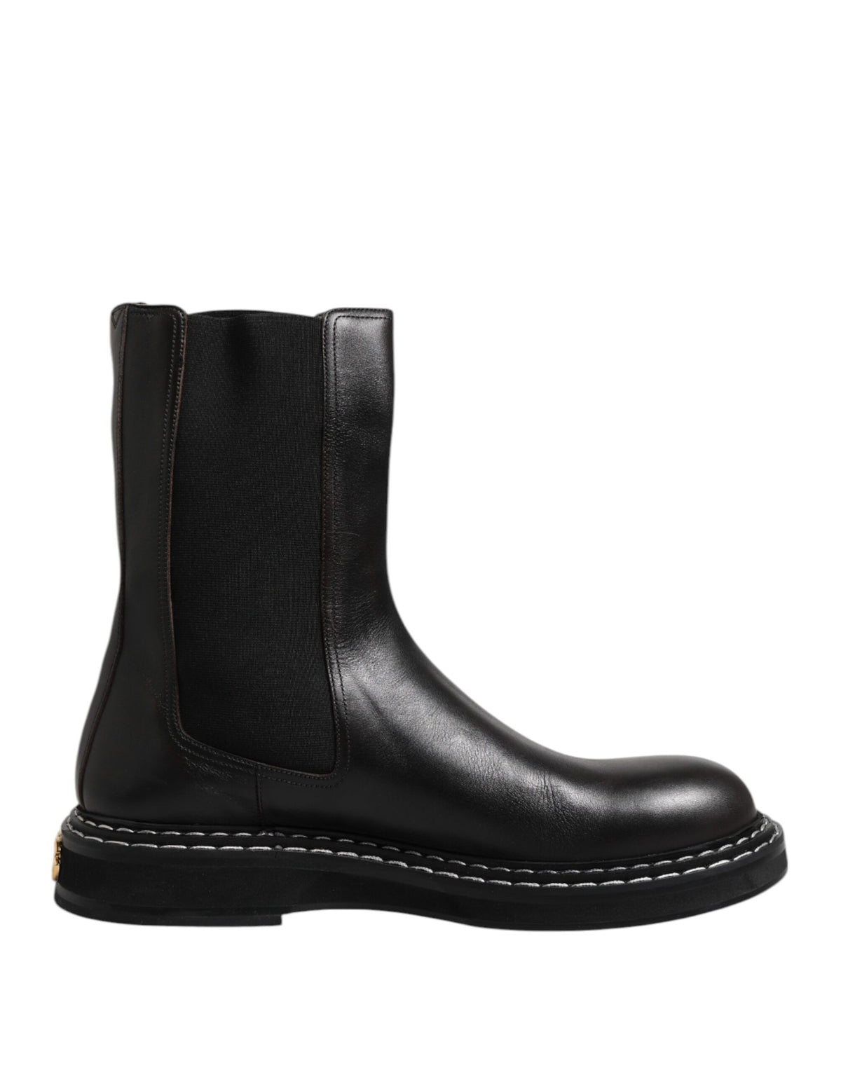 Dolce & Gabbana Bottes en Cuir Noir Mi-Mollet - Chaussures pour Hommes