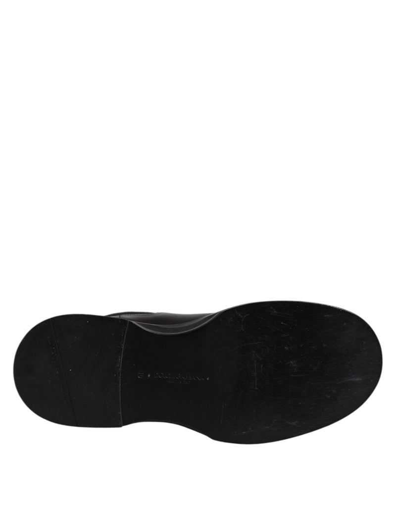 Dolce & Gabbana Bottes en Cuir Noir Mi-Mollet - Chaussures pour Hommes