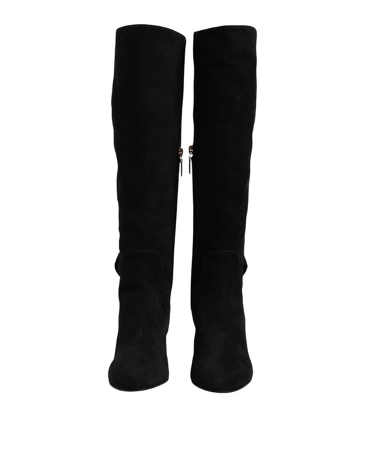 Dolce & Gabbana Bottes en Cuir Suédé Noir Hautes