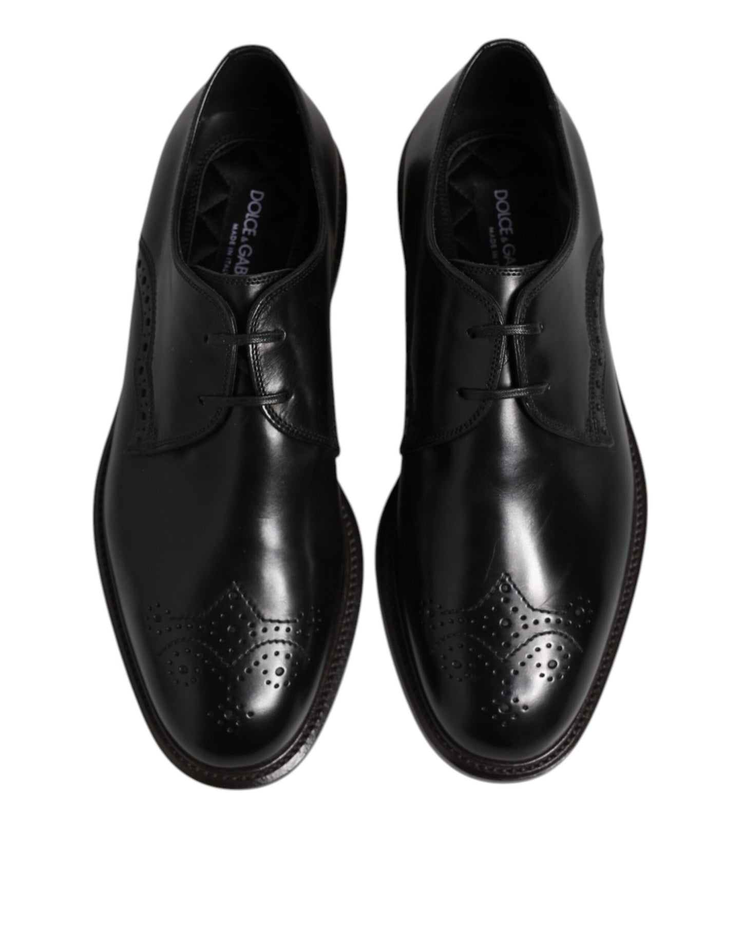 Dolce & Gabbana Black Leather Derby Wingtip Formal Shoes