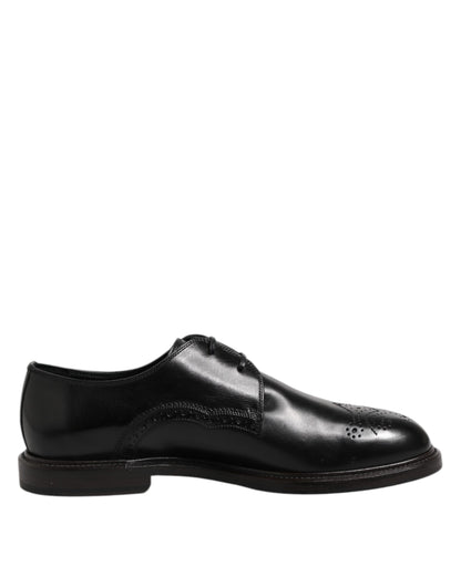 Dolce & Gabbana Black Leather Derby Wingtip Formal Shoes