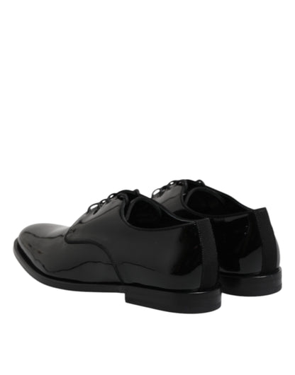Dolce & Gabbana Black Patent Leather Derby Formal Dress Shoes